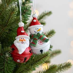 Christmas Resin Claus Snowman Bell Pendant Christmas Iron Bell Decoration Christmas Tree Bell Decoration Pendant Cloth