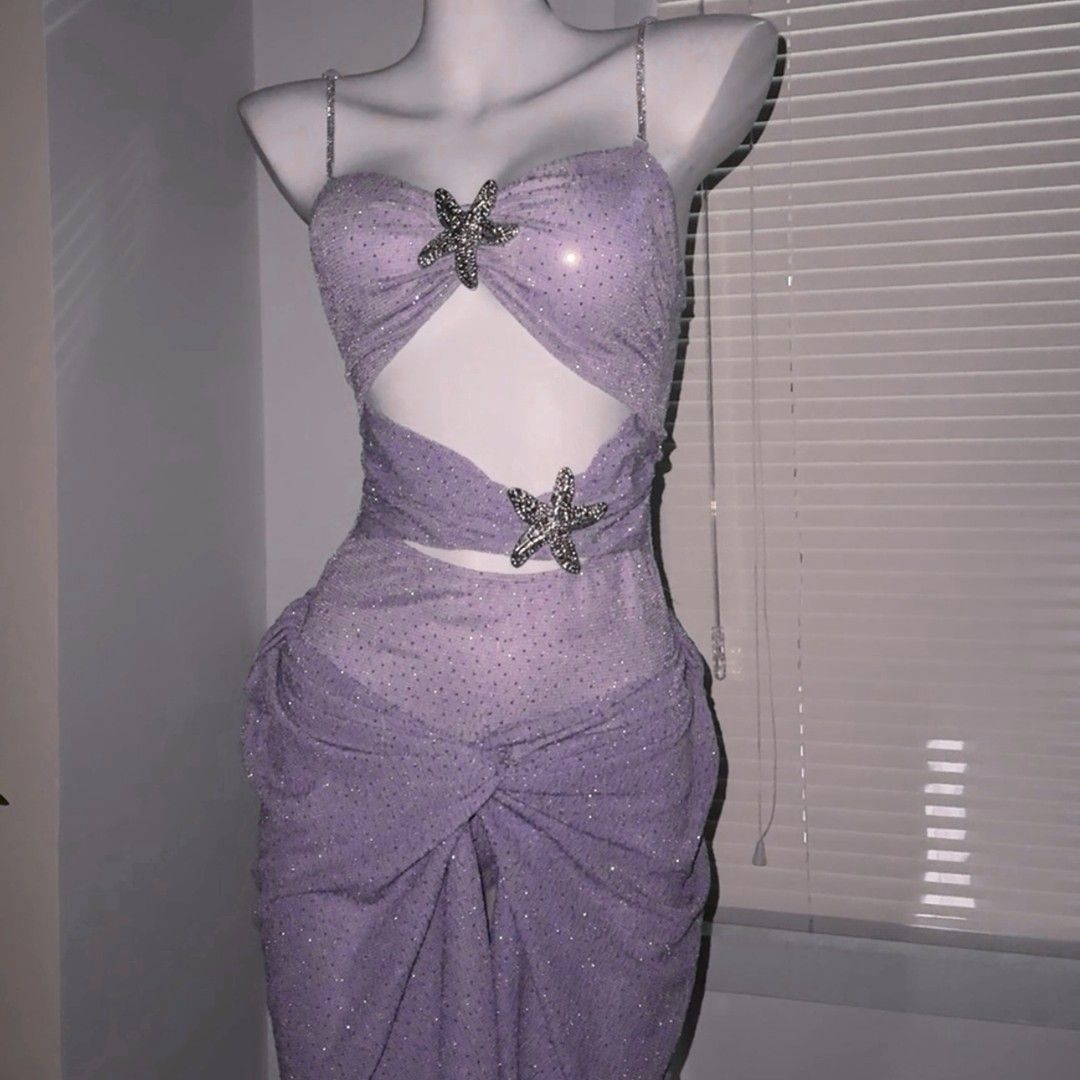 Shiny Rhinestone High-end Suit Bikini Two-piece Sexy Flesh-covered Slimming Holiday Piece Swimsuit