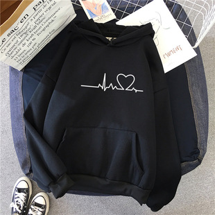 Autumn and Winter New Korean-style Hoodie Fleece-lined Hoodie Women's Casual Loose Top Coat Couple's Hoodie