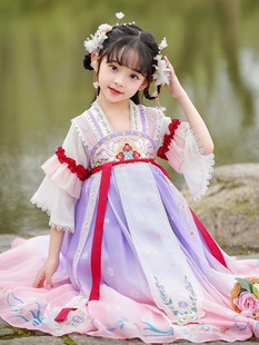Hanfu девушка летнее платье 2024 новый костюм летнее детское старинное платье в стиле танг принцесса платье платье