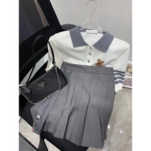 10323# 2022summer new women's clothing casual temperament cute and lively Chanel style pleated skirt two-piece suit