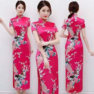 YXBB Cheongsam, новая женская летняя одежда для мамы, большие размеры, улучшенная одежда с длинным коротким рукавом, раздельная ретро-сценическая одежда, шоу