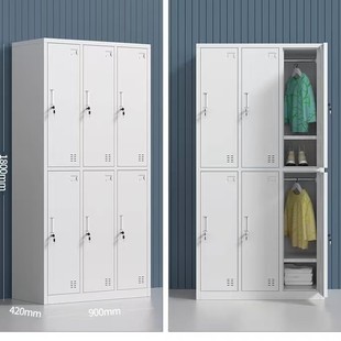 Steel Wardrobe Staff Cabinet Change Wardrobe Iron Cabinet with Lock Hanging Wardrobe Factory Two Door Wardrobe Dormitory Locker