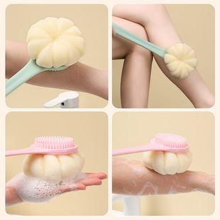 Household Long Handle Double-sided Bath Brush Scrubbing Artifact Back Scrubbing Bath Brush Dual-purpose Mud Soft Hair Foaming Scrubbing Bath Brush