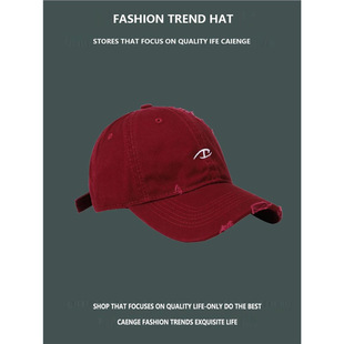 Navy Blue Holed Baseball Cap Women's Spring and Autumn 2025 Big Head Showing Face Small Deep Top Cap Sunscreen Wide-brimmed Hat