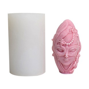 Sculpture Face Goddess Statue Beauty Head Mask Aromatherapy Candle Egyptian Queen Cylindrical Silicone Mould Gypsum Ornaments