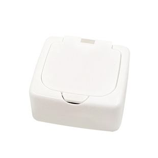 △ Press-Type Mini Desktop Storage Box with Lid Pop-Up Cotton Swab Makeup Cotton Plastic Dust-Proof Debris Organizer