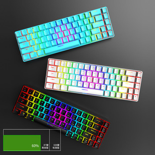 Бесплатная клавиатура Wolf T8RGB 68 ключ RGB светящаяся игровая механическая клавиатура компьютера ноутбука mac60 % клавиатура