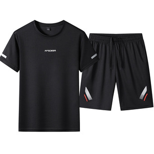 Summer New Sports Casual Loose Short-sleeved Shorts suit Men's Fashionable All-match Cool-feeling Sports Casual suit Men