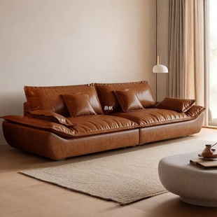 New Internet Celebrity Italian Light Luxury Oil Wax Sailing Sofa Rental House Home Living Room Bedroom One-Piece Type