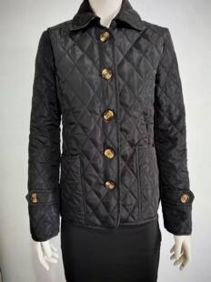 Wish Popular Model Aliexpress Lapel Single-Breasted Warm Spun Cotton Jacket Women's Slim Version Rhombus Quilted Cotton Jacket