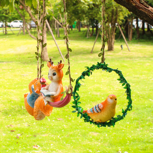 Animal combination kindergarten garden balcony tree resin material environmentally friendly cute swing pendant