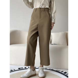 Mengzi chic suit pants women's autumn New straight draping casual pants small cropped pants for women x381