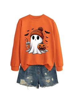 Foreign trade Halloween cute ghost European and American printing Joker round neck leisure autumn long sleeve sweater new wholesale