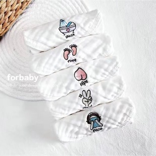 6 layers cotton gauze square towel 30*30 baby small towel saliva towel gauze wash towel cartoon kindergarten handkerchief