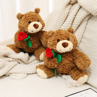 Cartoon Rose Bear Teddy Bear Doll Plush Toy Hug Bear Doll Girls Accompanying Pacifying Doll