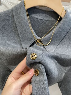 Star with money! Selection of Tiansilk cotton old money style gold buckle gold label POLO knitted short sleeve women
