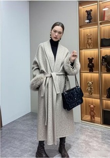 2025 New Fox Fur Double-sided Wool Coat Women's Short Coat Women's Elegant Bathrobe Double-sided Wool Coat