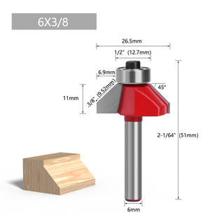1/4 handle 6 handle bevel cutter lace cutter round head cutter woodworking semicircular relief cutter woodworking milling cutter trimming machine