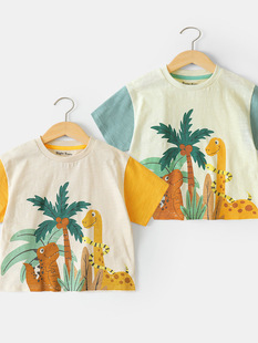 Boys Bamboo Short-sleeved T-shirt Summer Summer Children's Wear Baby Children's Jacket Half-sleeved Summer Thin U14877