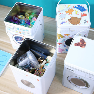 Personalized washing machine shape storage box with handle creative tin bucket large capacity simple laundry Beads storage box