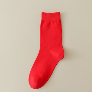 Year of birth red socks men and women same style Hongyun socks pure cotton mid-calf length socks wedding festive stockings low-top socks