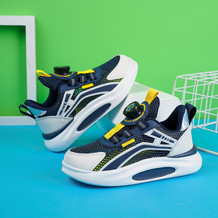 2025 Lightweight Single Mesh Double Mesh Shoes Girls Campus Rotating Button Students Breathable White Shoes Boys Mesh sneaker