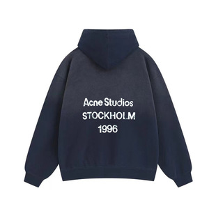 American High Street Tie-Dye Gradient Suspender-Dyed Raw Edge Letters 1996 Printed Retro Distressed Hoodie Sweatshirt Jacket Removable