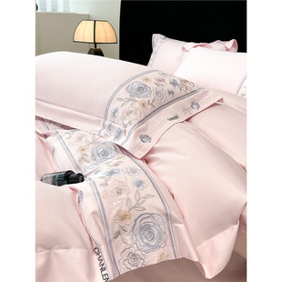 Light Luxury Style Class A Cotton Bed Sheet Four-piece Set New Four Seasons Cotton Naked Sleeping Quilt Cover Skin-friendly Bedclothes Bedding 4