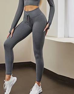U-neck zipper hot sale cross-border Sports yoga vest trousers short sleeve suit women's drawstring fitness clothes high-end seamless
