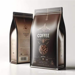 Coffee Bean Organ Sealed Bag Eight-Side Sealed Aluminum Foil Kraft Paper Self-Standing Food Packaging Bag Custom Self-Sealing Coffee Bag