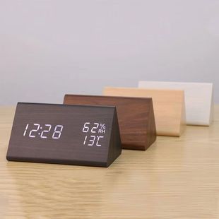 Qili Smart Alarm Clock Battery USB Data Cable Power Supply Mute led Wood Clock Home Decorations Crafts Ceremony