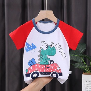 2022 Children's T-shirt Short-sleeved Cotton Men's Baby's Cartoon Short-sleeved Girls' Summer New Korean Style Single Top Children's Wear