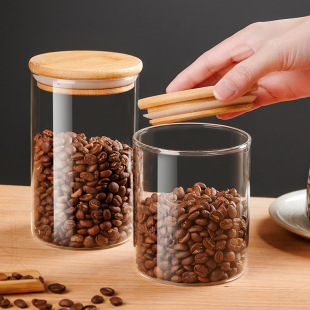 Coffee Bean Sealed Tank Kitchen Household Glass Bottle Transparent Glass Storage Storage Tank Scented Tea Ye Lei Min