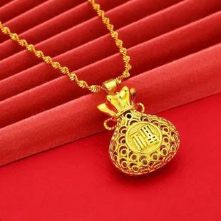 Vietnam gold silk hollow bag pendant necklace does not fade for a long time vintage hollow purse pendant necklace accessories