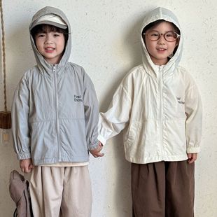 Children's Sunscreen Clothing Boy's Coat Hooded Korean Style Girls' Spring and Autumn 2025 New Summer Thin Baby Top