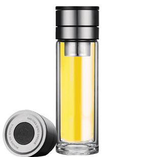 Third Generation One-Handed One-Button Press to Open the Lid, Anti-Fall Double-Layer Car-Mounted Tea and Water Separation Tea Cup, Men's Special Water Cup