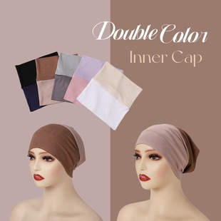 Foreign Trade Two-Wear Two-Color Soft Modal Bottoming Bucket Hat Inner Cap Elastic Round Mouth Bandage with Inner Turban