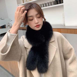 Fox Fur Scarf Women's Autumn and Winter Big Fur Ball Fur Collar Fur Scarf Elegant Rabbit Fur Imitation Fur All-Match High-Level Sense