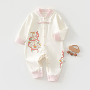 Pipa Newborn Outfit Baby Cotton Baby Girl Class A Spring and Autumn Imitation Gold-plated Long-sleeved Climbing Dress Jumpsuit