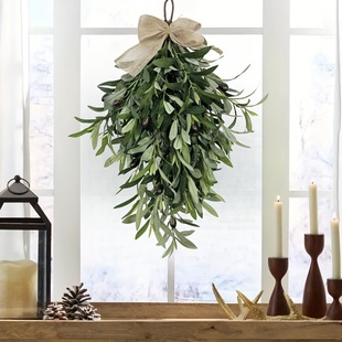 Meimei Cross-border New Products Spring and Summer Simulation Olive Inverted Simulation Green Plant Home Decorations Front Door Hanging Wall Hanging