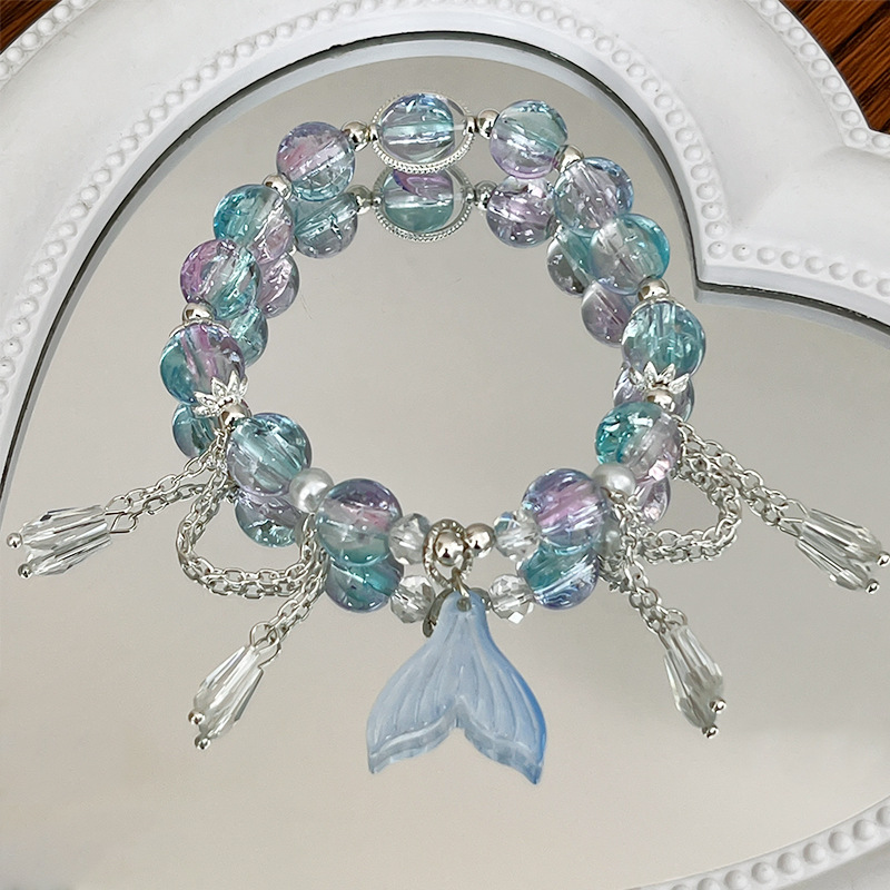 Dreamy Beaded Tassel Bracelet for Women, Niche Design, High-Looking, Personalized, Non-Colliding Fishtail Bracelet, Bestie Gift