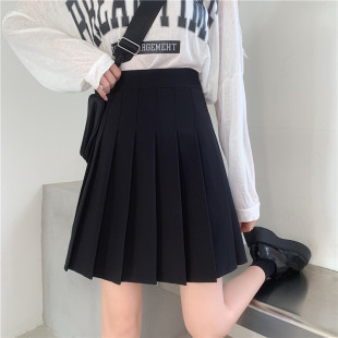 Lengthen Pleated Skirt Solid Color All-match College-style High-waist Skirt Anti-glare Slimming Spring and Summer New Short Skirt for Women