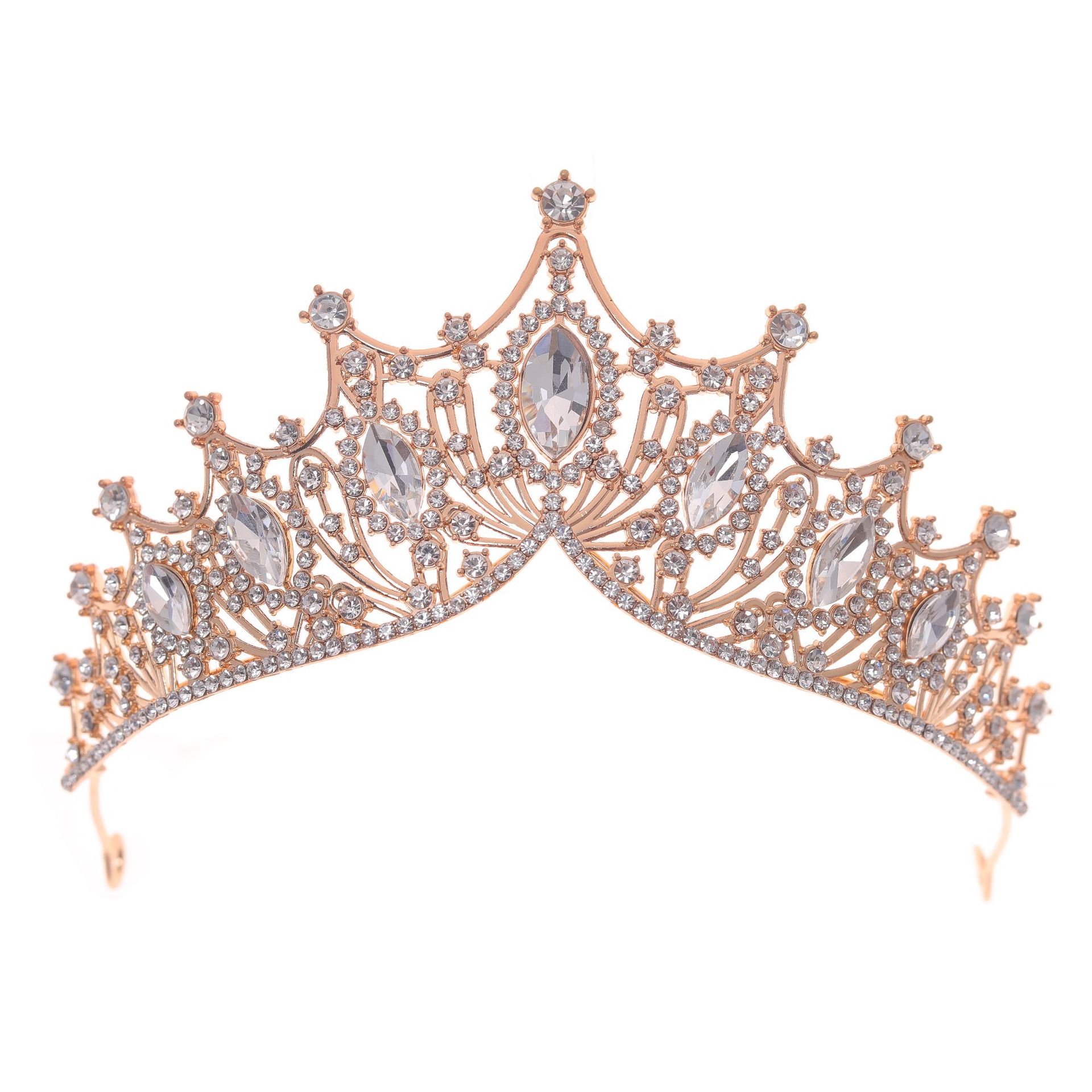 Bridal Crown Tiara Cross-Border European and American Wedding Dress Accessories Retro Baroque Luxury Crystal Crown
