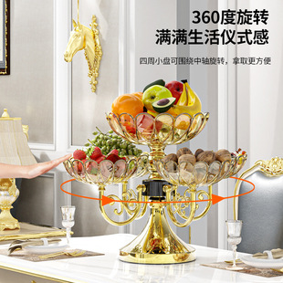 European-style Rotating Fruit Plate Multi-layer Internet-famous Fruit Plate Modern Household Living Room Coffee Table Creative Light Luxury Snack Candy Plate