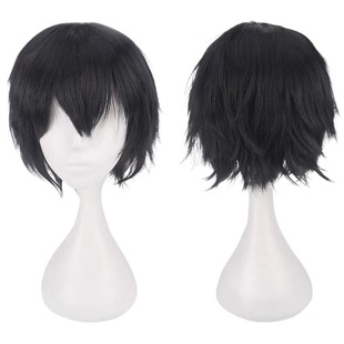 Cos universal anti-warped wig short hair 30cm black cosplay smoke pink student fake hair manufacturers wholesale cross-border