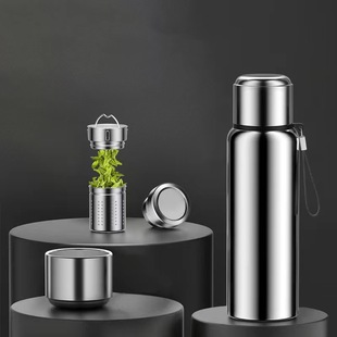 Creative large capacity stainless steel Vacuum Thermos cup portable sling outdoor all-steel sports kettle car travel pot