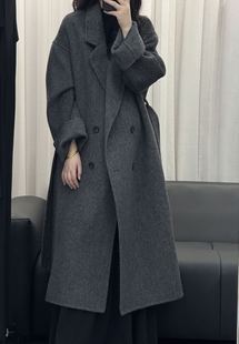 New Autumn and Winter Long Double-sided Wool Coat Women's Korean Double-breasted Belt Loose Thickened Warm Wool Coat