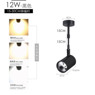 Telescopic long pole surface mounted track light led spotlight clothing store boom Wall horizontal mounted ceiling rail light painting exhibition