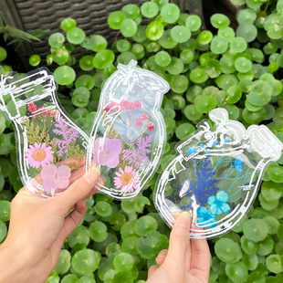 DIY Dried Flower Bookmark Transparent Label Material Handmade Homemade Wish Bottle Flower Specimen Plastic Film Embossed Bookmark